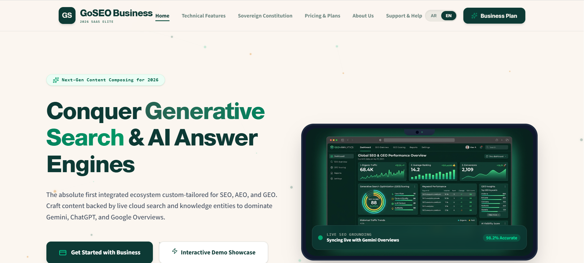 GoSEO business product interface